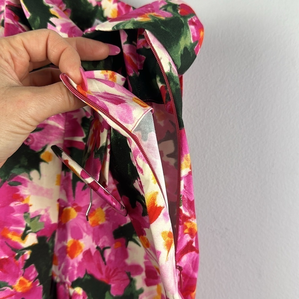 Zara Bloggers Fav Tiered Pleated Vibrant Floral Maxi Skirt Size XS Belted Spring - Picture 15 of 16